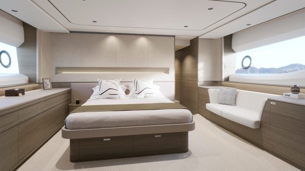 Princess F65 interior owners stateroom rovere oak